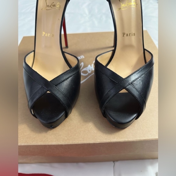 Christian Louboutin Very Kathy 12, Black Leather Sandals Sz 42 - Picture 5 of 13